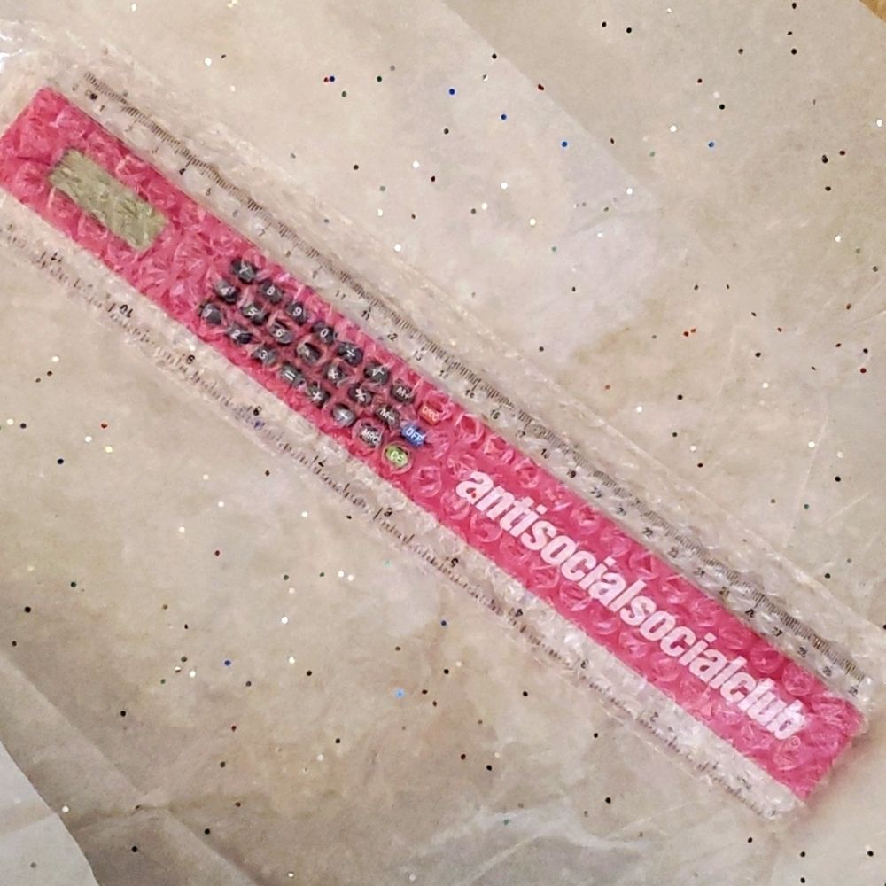 NWT Anti Social Social Club 5507 Ruler Calculator Deadstock Pink